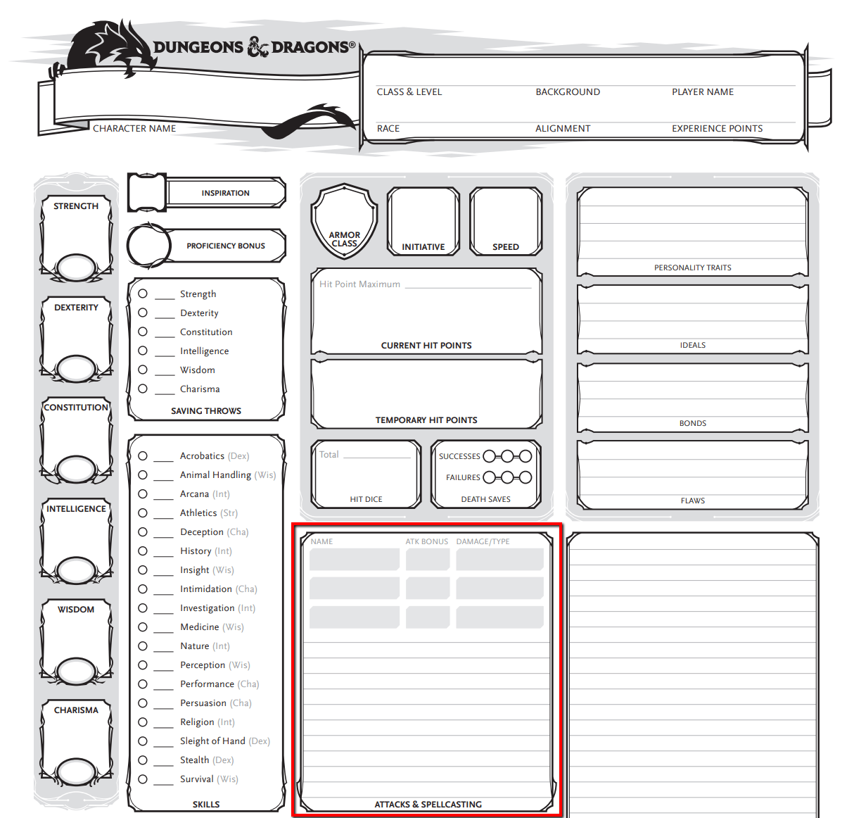 Understanding 5e character sheets.